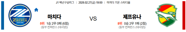 마치다 대 제프 J리그백년구상리그 02월27일 맞대결 생중계, 스포츠중계, 스포츠분석