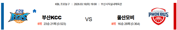 부산KCC 대 울산모비스 KBL 03월10일 맞대결 생중계, 스포츠중계, 스포츠분석