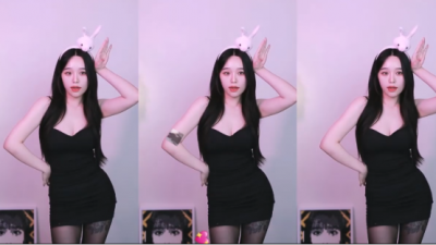 몸매라인 돋보이는 섹시 검정원피스의 처자