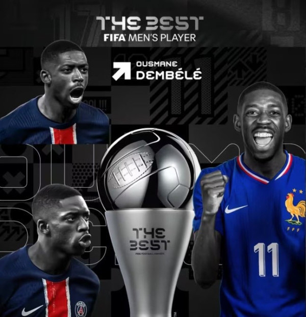 '강인아, 형 또 받았어!' 뎀벨레, '발롱도르'에 이어 'FIFA 올해의 선수상'까지 '싹쓸이'...202…